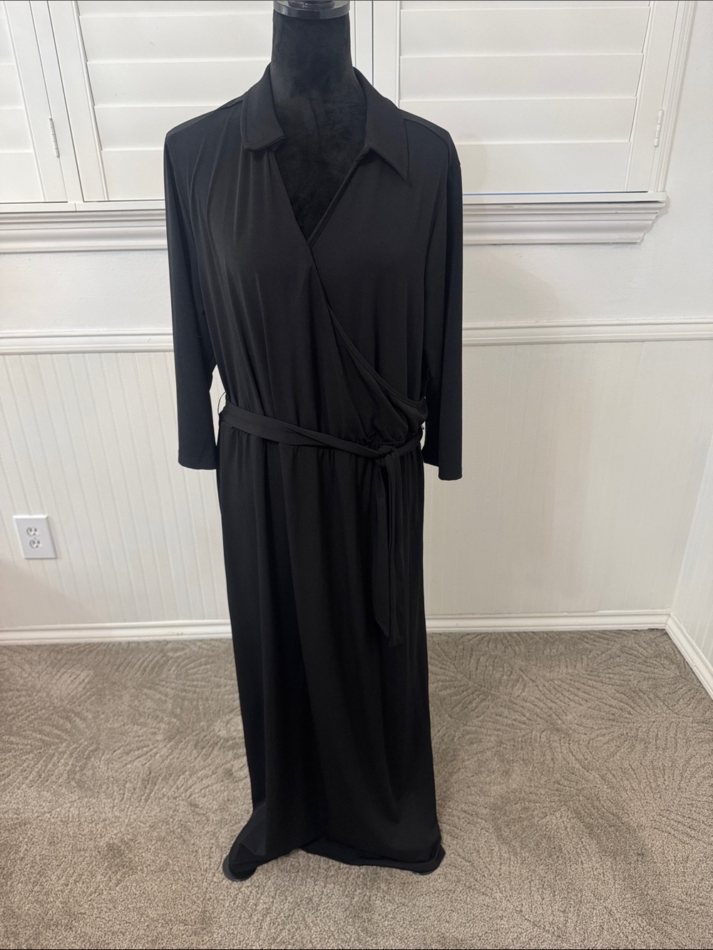 Classic Black Wrap Maxi Dress - Elegant Everyday